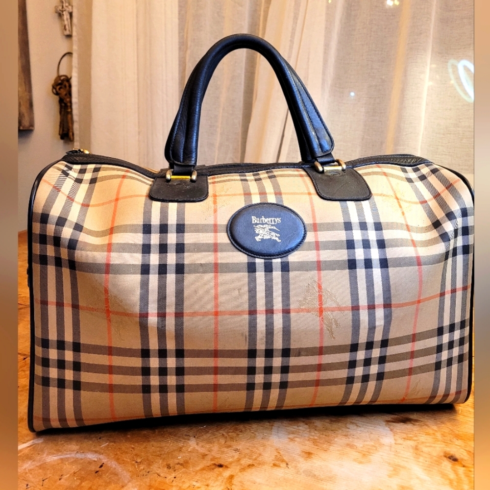 Burberry Vintage Nova Check Travel Duffel Bag